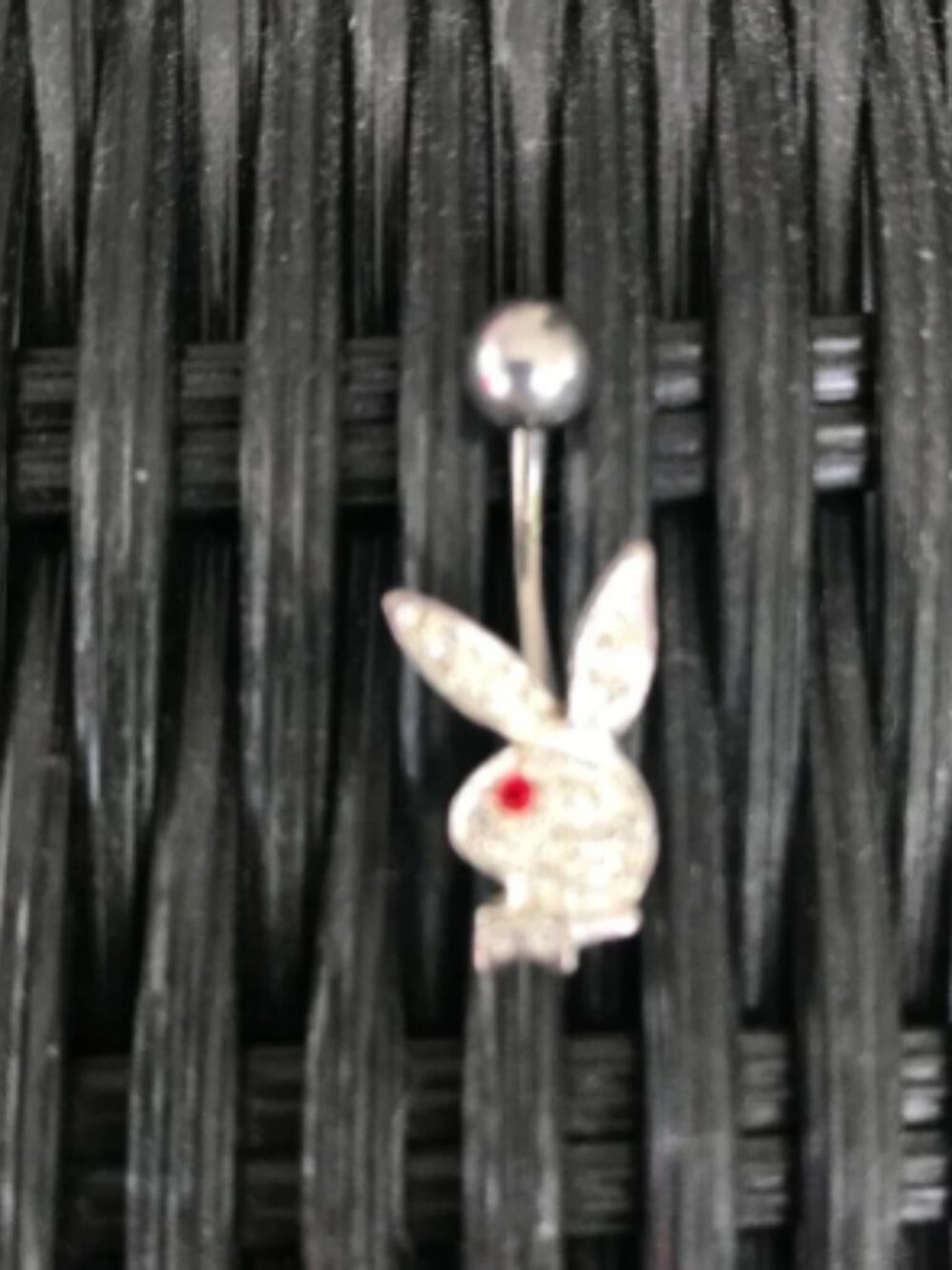 playboy bunny crystal red eye belly button navel ring